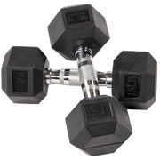 BalanceFrom DB15P Rubber Encased Hex Dumbbells, 15 lbs Pair, Black
