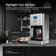 AIRMSEN CM1705BATE 12 Cups Programmable Drip Coffee Maker, Stainless Steel