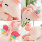 Hitoshe Unicorn Stuffed Animal Plush Hugging Pillow with Rainbow Wings and Tentacles, Pink, 12 in