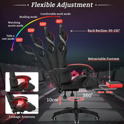 Hoffree PBX289513 Gaming Massage Chair with Bluetooth Speakers, LED Lights and Footrest