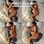 Frida Mom Adjustable Keep-Cool Pregnancy Body Pillow, Cooling Micro-Bead Filling, Dual-Fabric Comfort, Gray