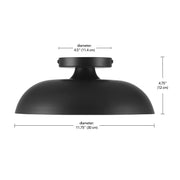 Better Homes & Gardens Contemporary Matte Black 1-Light Flush Mount Ceiling Light with White Inner Shade, Minimalist Drum Bowl Design