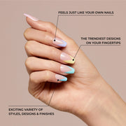 KISS Voguish Fantasy Press On Nails, Ending Scene Blue White Checkerboard, Medium Coffin, 28 Count