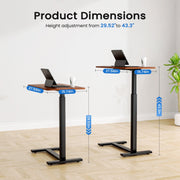 ZUNMOS Mobile Standing Desk, Adjustable Height Overbed Laptop Desk with Hidden Casters, Portable Rolling Workstation for Home Office Dorm, Brown, MHL07-NK