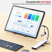Duomigo 8-in-1 USB-C Hub Splitter with 4 USB 3.0 Ports, USB-C Jack, TF/SD Card Reader, 3.5mm Audio Output, Aluminum Design, YYT007