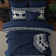 Pawz Navy Blue King Quilt, Soft Velvet Corduroy Face, Pre-Washed Microfiber Backing, Lightweight Polyester Fill, Diamond-Stitched Pattern