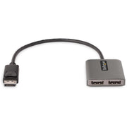 StarTech.com Dual-Monitor DisplayPort 1.4 MST Hub, 2-Port DisplayPort Splitter, Dual 5K 60Hz HDR, USB Powered, Space Gray, 1ft Built-in Cable, MST14DP122DP