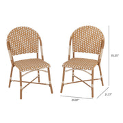 Better Homes & Gardens Lilah Outdoor 2-Piece Wicker Parisian Bistro Chairs, Tan and White