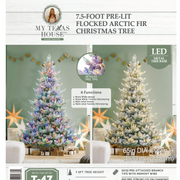 My Texas House 7.5-Foot Pre-Lit Green Flocked Arctic Fir Artificial Christmas Tree with 650 Color-Changing LED Lights