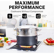 Granitestone 20 Pc Nonstick Cookware Set, Diamond Coated, Oven Safe to 500F, Dishwasher Safe, Black Speckle, 8103