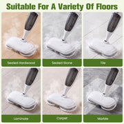 Gnrop 10-in-1 Steam Mop, 260RPM Rotating Steam Cleaner with 260F High-Temperature Steam, 3 Adjustable Modes, Detachable Handheld, 45-Minute Run Time, White, NJ-SFW803