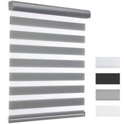 MYshade Cordless Zebra Blinds Roller Window Shades, Double-Layer, Gray, 46in W x 72in H - Light Filtering