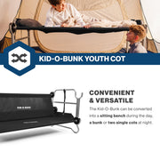 Disc-O-Bed Youth Double Cot Kid-O-Bunk, Portable Foldable Stackable Camping Cot Set, Black, 200 lb Capacity, Includes Carry Bags, 31505B