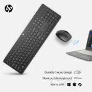 HP Wireless Mouse and Keyboard Combo, 2.4 GHz USB, 1600 DPI Optical Mouse, Chiclet Keyboard, Black, D05WJAA#ABA