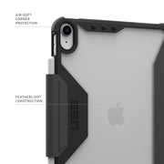 Urban Armor Gear Plyo LT Tablet Case with Military-Grade Drop Protection, Adjustable Kickstand, Apple Pencil Holder, Clear Back, Ice Black, Compatible with iPad 11