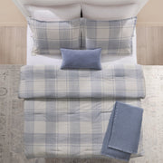 Mainstays Plaid 5-Piece Blue Comforter Set, King, Polyester, Hypoallergenic, All-Season, MSD566170522057