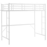 Zimtown Full Loft Bed with Stairs Metal Single Loft Bunk Bed with Safety Guard Rails & 2 Side Ladder, White