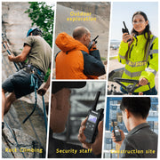 KETELESE T3G Walkie Talkies, IP67 Waterproof Dustproof, Rechargeable 1100mAh Battery, Dual PTT, VOX Hands-Free with Earpiece, High-Brightness Flashlight, 4 Pack, Black Grey