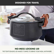 GreenPan 8 Quart Locking Lid Slow Cooker, Healthy Ceramic Nonstick, LED Touch Display, Portable Design, Graphite Blue