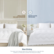 HOMTEC California King Duvet Insert, All-Season Down Alternative with Breathable 100% Cotton Shell, Wave Quilting, 4 Corner Tabs, White