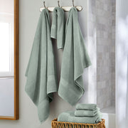 Better Homes & Gardens Signature Soft Cotton Popcorn Textured Bath Towel, Arctic White and Green River