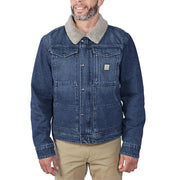 Carhartt Men's Relaxed Fit Denim Sherpa-Lined Jacket, Beech, X-Large Tall, 106323