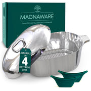 MAGNAWARE OVAL-15 Cast Aluminum 10 Quart Oval Dutch Oven - Lightweight Cajun Cookware with Silicone Covers