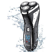 Hatteker Cordless Electric Rotary Shaver for Men, 3D Floating Heads, Pop-Up Beard Trimmer, IPX7 Waterproof, LED Display, USB Rechargeable, RSCX-7568D