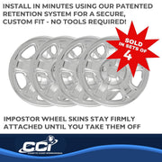 Coast To Coast International Chrome 16 Inch 5 Raised Dimpled Spoke Snap-On Wheel Covers Set of 4 for Jeep Liberty 16x7 5-Lug Steel Wheels IWCIMP/40X