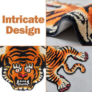 Stitchworn Tibetan Tiger Area Rug, 5x3.3 ft, Tufted High Pile, Machine Washable, Nonslip TPR Backing, Orange, STN-ARUG-XZH-OR-L152