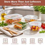 Razab Glass Food Storage Containers with BPA-Free Leakproof Lids, 24-Piece Set, Borosilicate Glass, Airtight Meal Prep Containers