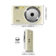 KEEPBERRY 4K Compact Digital Camera, 44MP Sensor, 16x Optical Zoom, Auto-Focus, Built-In Flash, Lightweight Black, 64GB TF Card