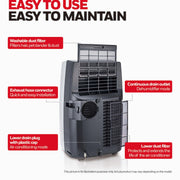 Honeywell MN4HFS9 14,000 BTU Heat and Cool Portable Air Conditioner with Heating Pump - Black and Silver