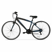 Hyper Bicycles HYP-T700-3500 700c Men's Spin Fit Hybrid Bike, Adults Ages 14+, Black/Blue
