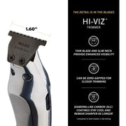 Wahl Professional Hi-Viz Cordless Hair Finishing Trimmer, DLC-Coated Wide T-Blade, Adaptive Speed Control, 135-Minute Run Time, Silver, 3023699