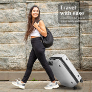 Concetta 20 Inch Carry-On Luggage, Lightweight Expandable Hard Shell ABS Suitcase, TSA Lock, Double Spinner Wheels, White, ELCO-XLX