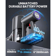 Zynet Cordless Stick Vacuum Cleaner, 40KPA Suction, 40-Min Runtime, LED Display, Lightweight Self-Standing, Multi-Functional for Pet Hair and Hard Floors, S8