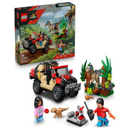 LEGO 76972 Jurassic World Raptor Off-Road Escape Building Set with Velociraptor Figure, Minifigures, and Vehicle, 285 Pieces, Ages 6+