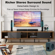 Ccdes 13035100096 2 in 1 Separable Sound Bar with Detachable 5.25-Inch Subwoofer, Bluetooth 5.0, 80W Surround Sound System, 37 Inch, Black