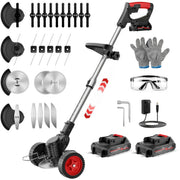 Teblint Cordless Electric String Trimmer, 650W Motor, 2-Pack 21V Batteries, 5-Blade Set, Adjustable Length, Rotating Head, Lightweight Black