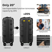 Melalenia Melalenia-1906 5 Luggage Sets PP Hardside Spinner Luggage, Black