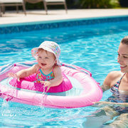 SwimSchool WMB22127PKPQ Grow-with-Me BabyBoat Pool Float with Adjustable Seat, UPF 50 Canopy, Pink, 36 in
