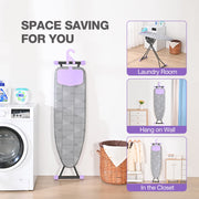 KINGRACK Floor Standing Ironing Board, Full Size 43x13 in, 7 Level Height Adjustable, Gray, Rotating Nonslip Feet, Fireproof Silicon Iron Rest Pad