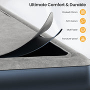 iDOO I-C-018 Queen Size Air Mattress, Inflatable Airbed with Built-in Pump, 650lb MAX, Gray