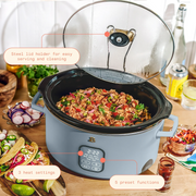 Beautiful 19166 6 Qt Programmable Slow Cooker, Cornflower Blue