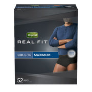 Depend 245-01-0340 Real Fit Incontinence Briefs for Men L/XL, Black 52Ct