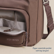 Itzy Ritzy Belong Cargo Caddy Convertible Baby Stroller Organizer and Crossbody Bag with Adjustable Removable Strap, Bottle Holders, Smart Storage Pockets, Mocha, 202301913
