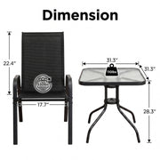 Pirecart 5-Piece Patio Dining Set with Square Glass Table and 4 Stackable Textilene Chairs, Black, BP1024