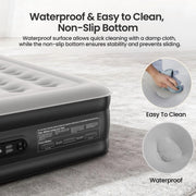 Ophanie King Air Mattress, 18-Inch Elevated Inflatable Bed with Built-In Electric Pump, Puncture-Resistant PVC, Anti-Slip Bottom, Black, AMH5V2109