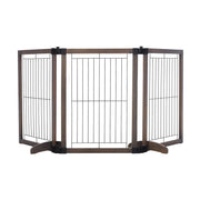 MyPet Extra Wide Freestanding Versa-Lock Pet Gate, Gray Wood Frame with Graphite Wire Panels, Fits 24.5-72 in Wide Openings, 31.5 in Tall, 12.25 lb, 5404